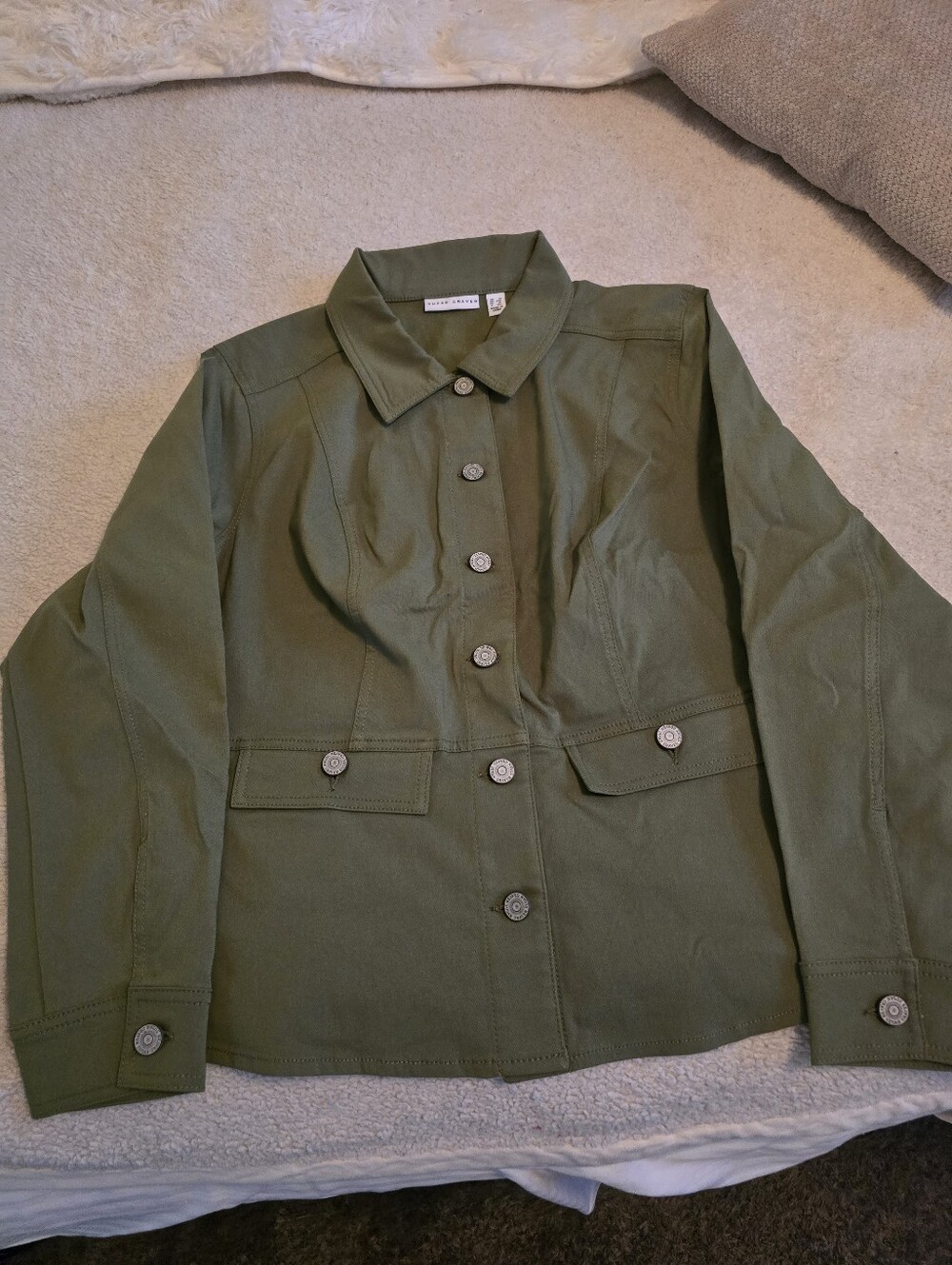 Susan Graver Olive Utility Button-Front Jacket